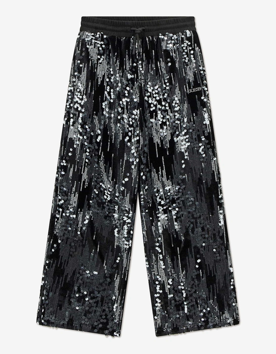 Girls Sequin Wide Leg Trousers in Black, 5 of 4