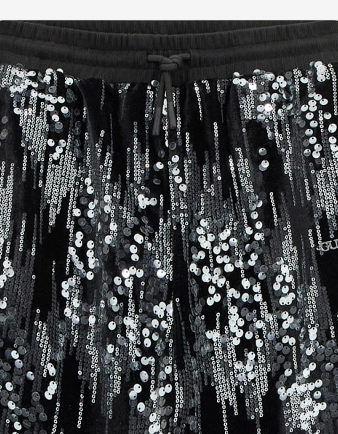 Girls Sequin Wide Leg Trousers in Black