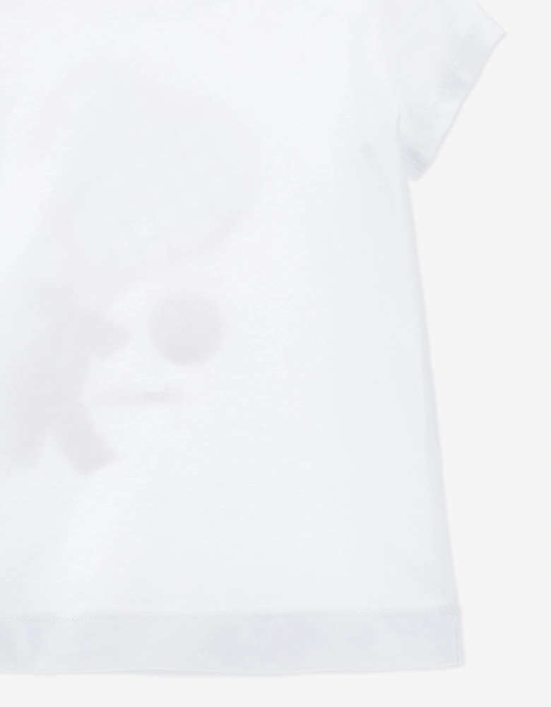Girls Heart Racket and Ball T-Shirt in White