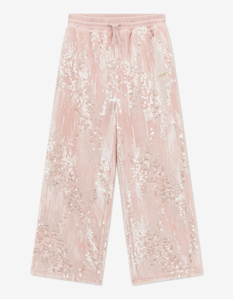 Girls Sequin Wide Leg Trousers in Pink