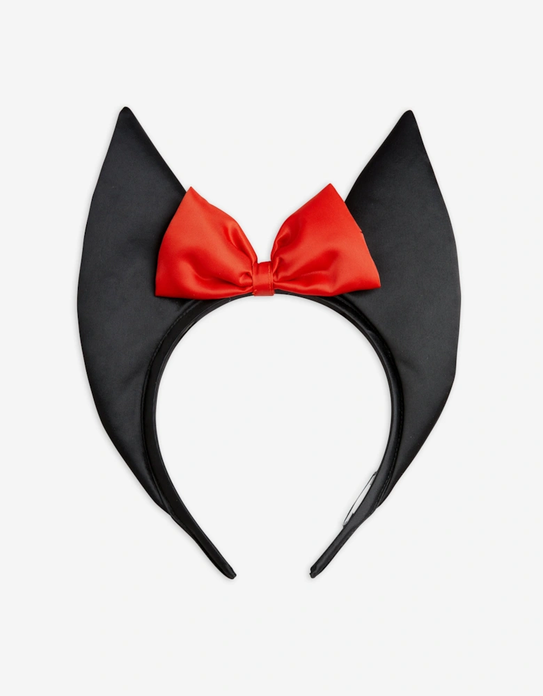 Girls Bat Ears Satin Headband in Black