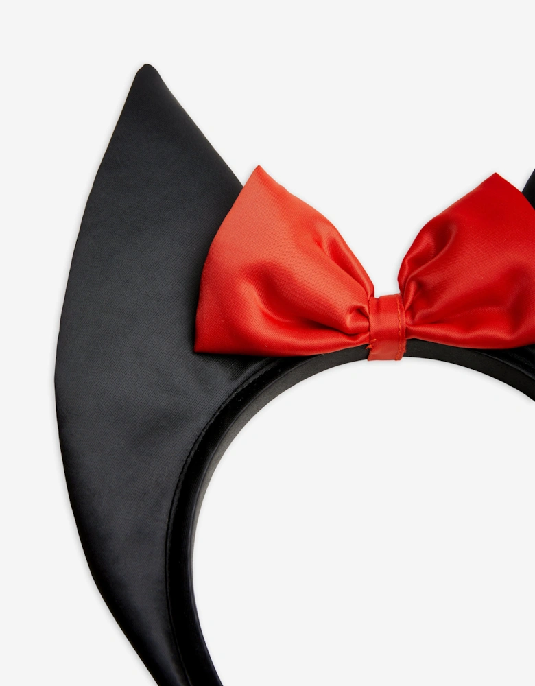 Girls Bat Ears Satin Headband in Black
