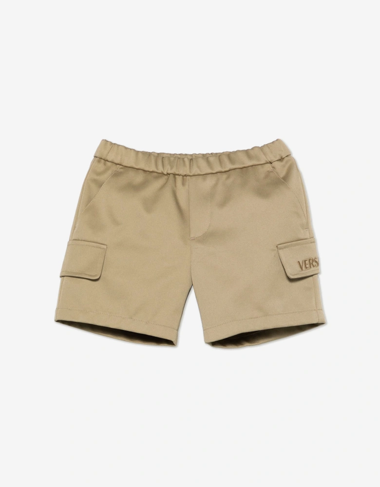 Baby Boys Logo Cargo Shorts in Beige