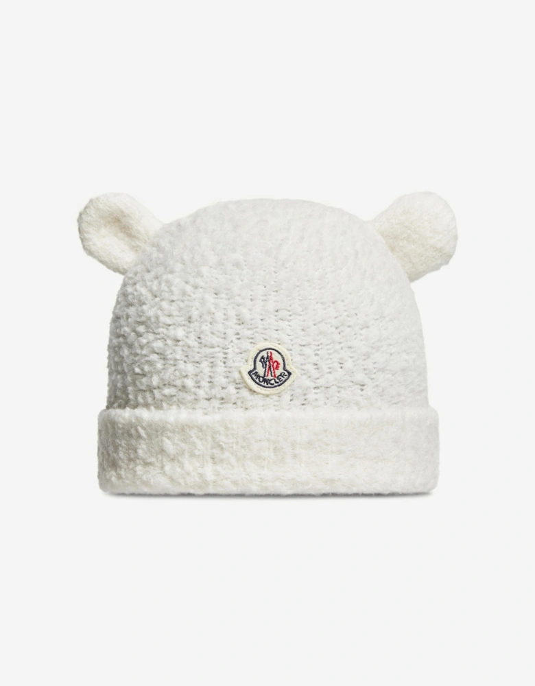 Baby Wool Beanie with Ears in Ivory