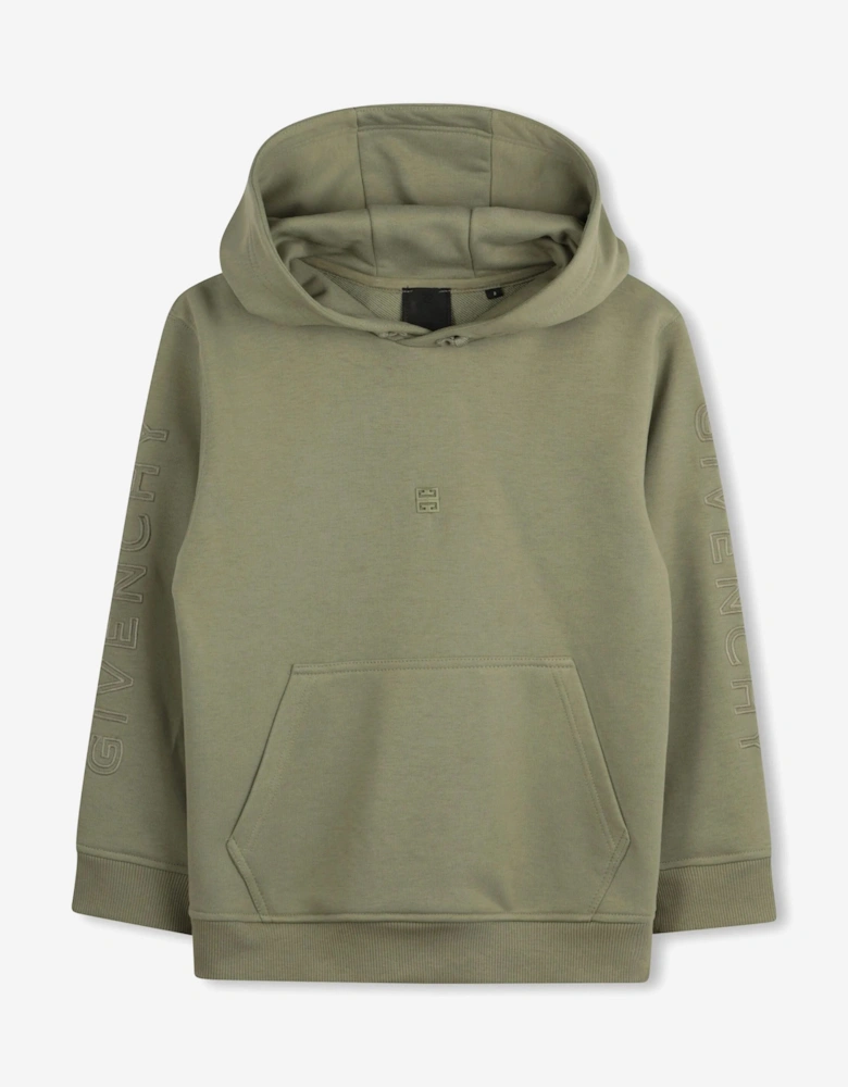 Boys Embroidered Logo Hoodie in Green