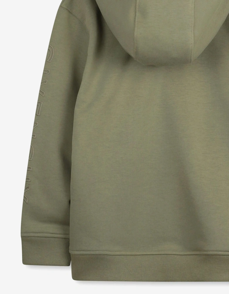 Boys Embroidered Logo Hoodie in Green
