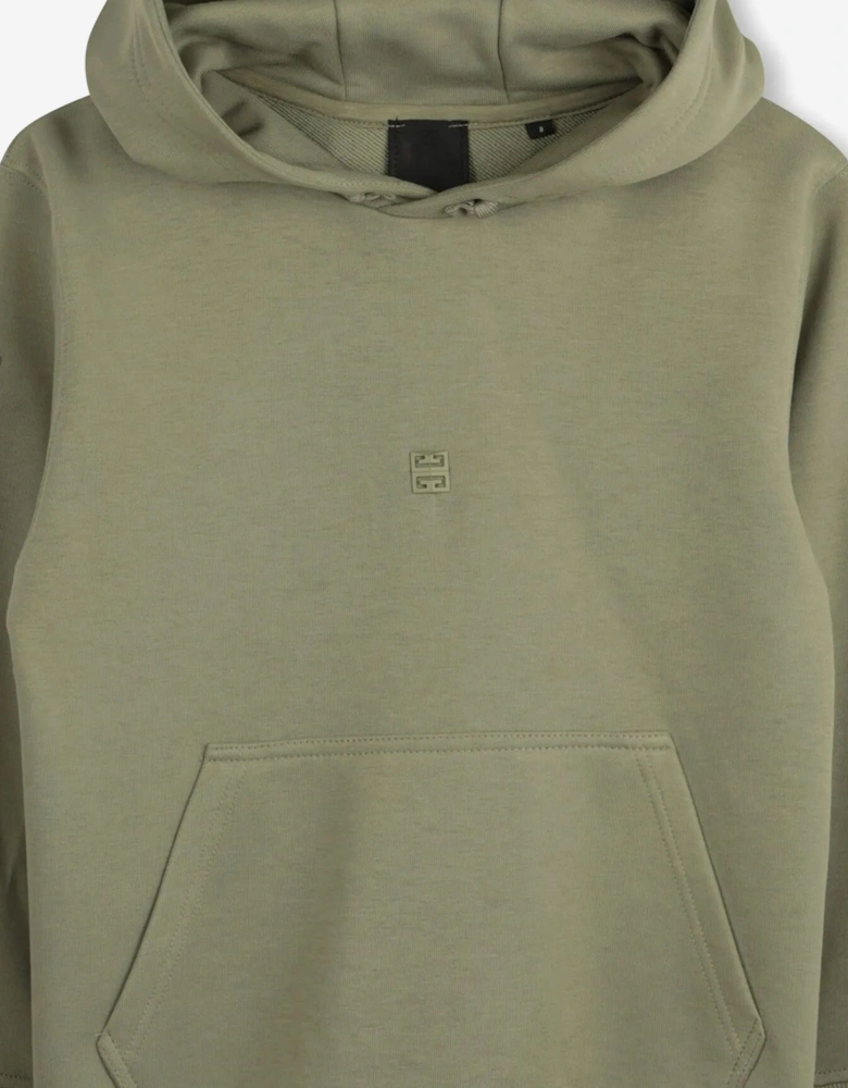 Boys Embroidered Logo Hoodie in Green