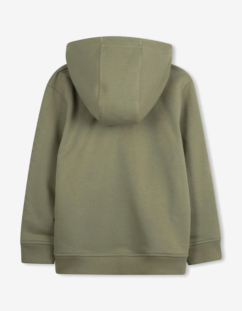Boys Embroidered Logo Hoodie in Green