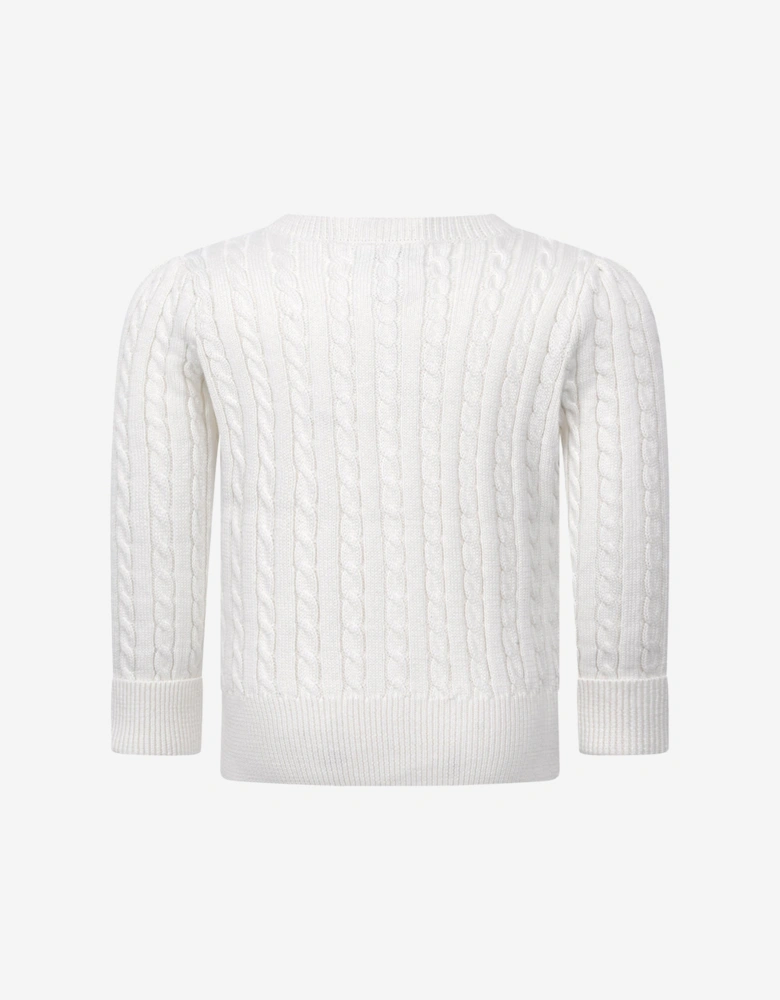 Baby Girls Mini Cable Knit Cardigan in Ivory