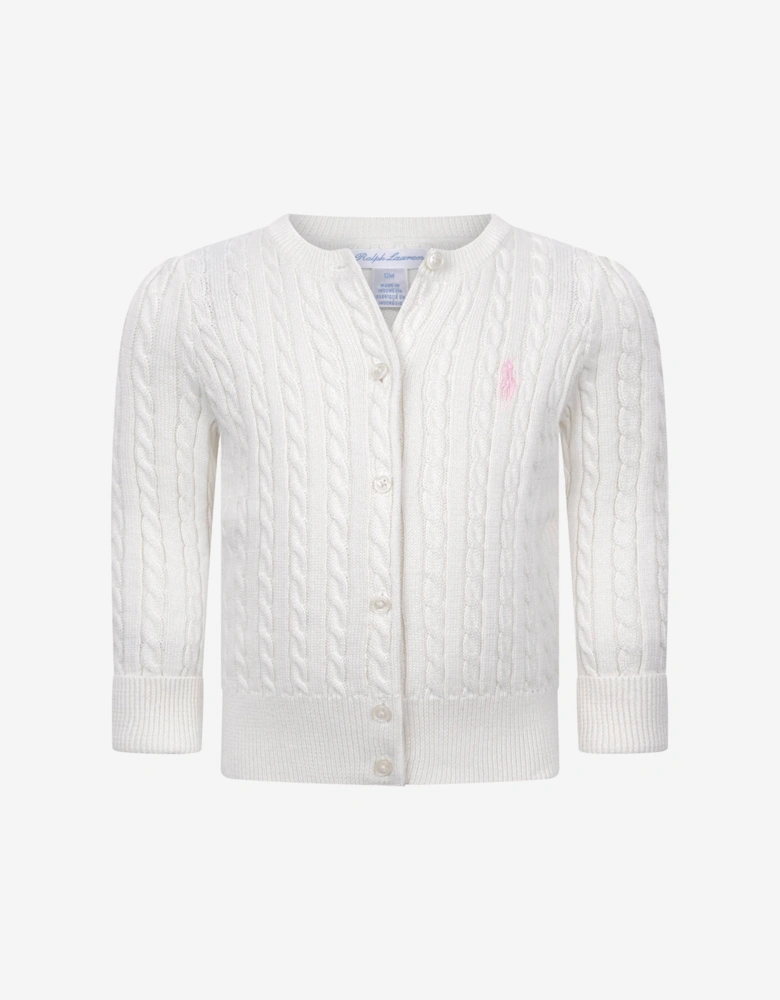 Baby Girls Mini Cable Knit Cardigan in Ivory