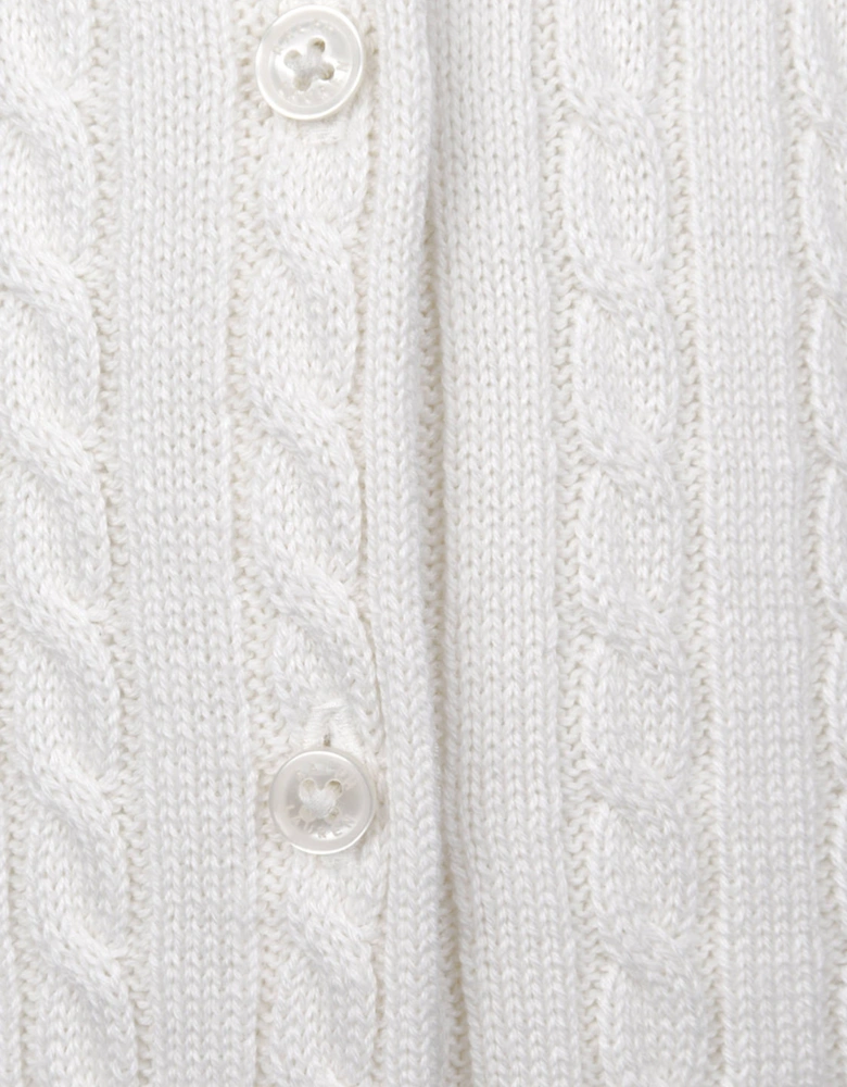 Baby Girls Mini Cable Knit Cardigan in Ivory
