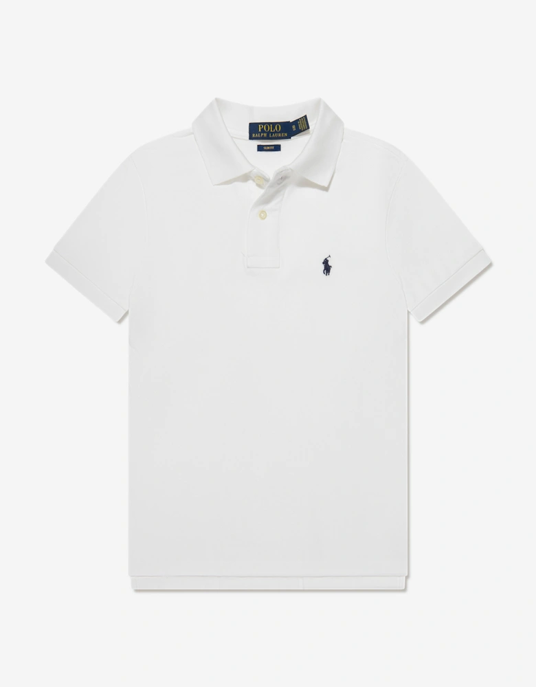 Boys Custom Fit Polo Shirt in White