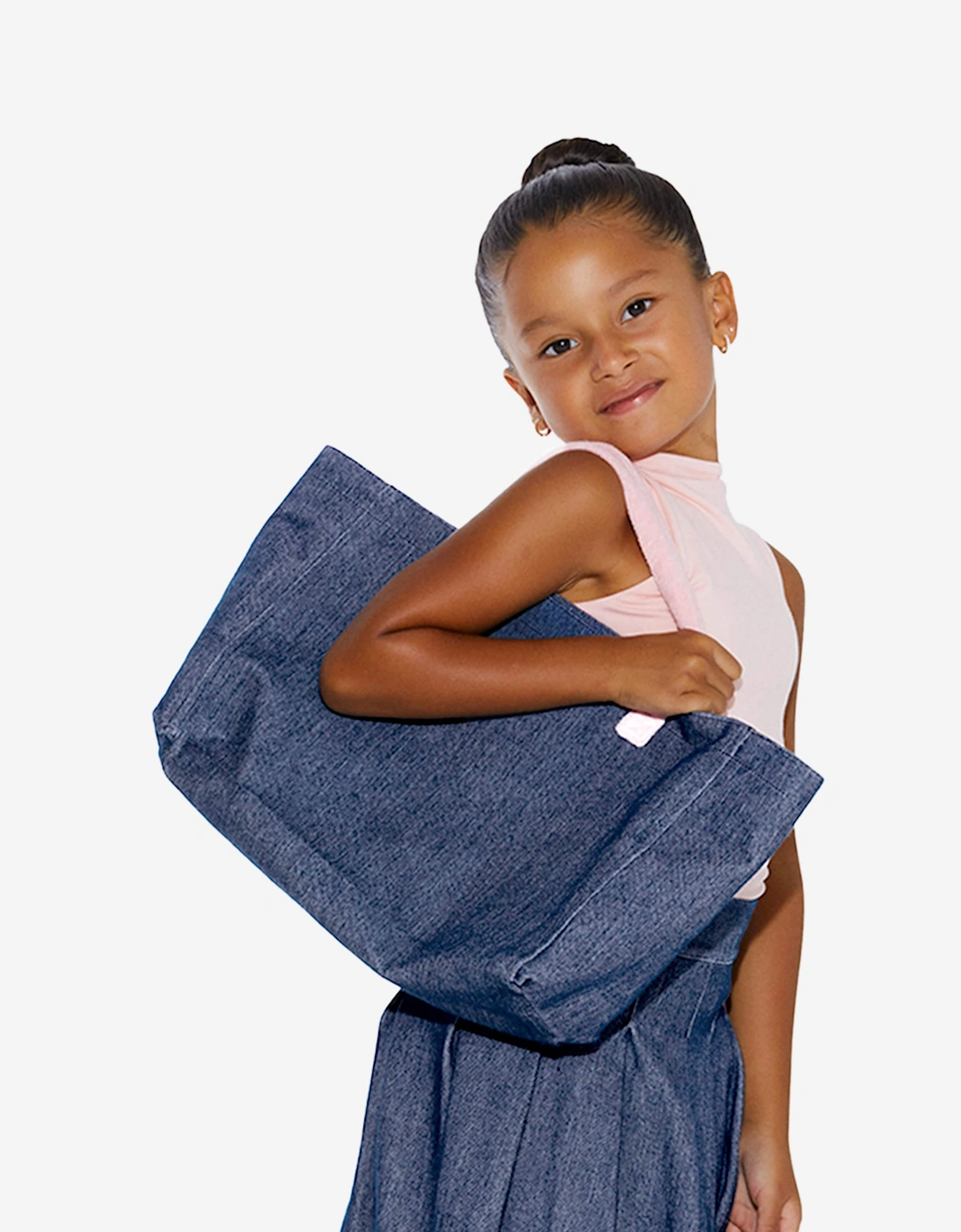 Girls Denim Look Tote Bag in Blue, 8 of 7