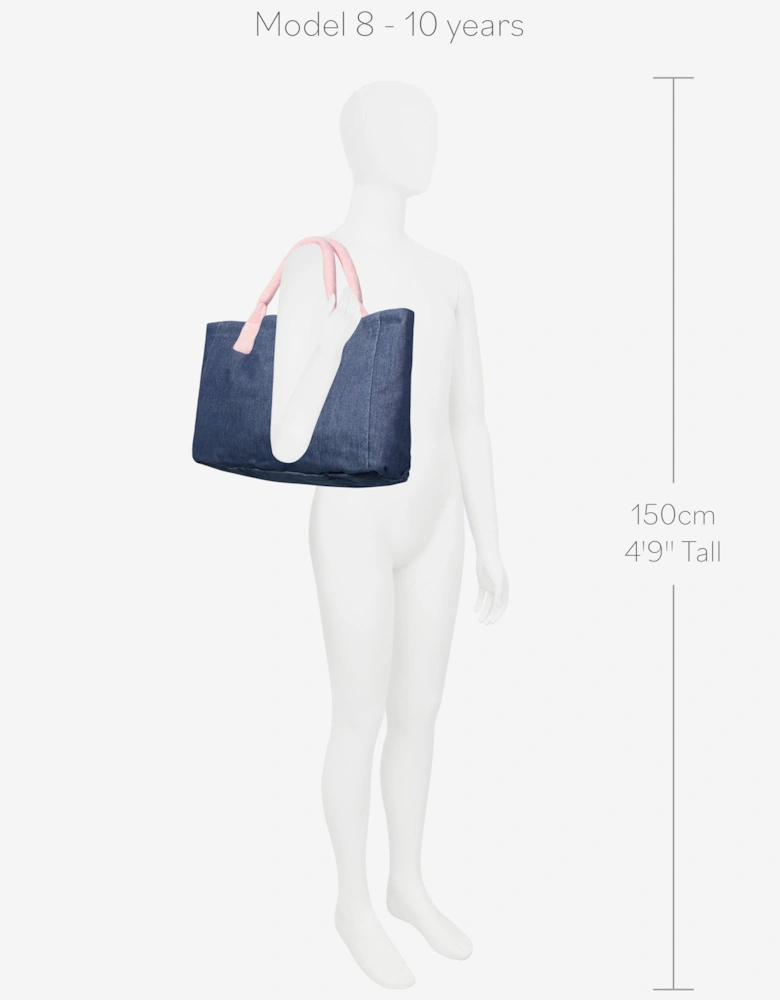Girls Denim Look Tote Bag in Blue