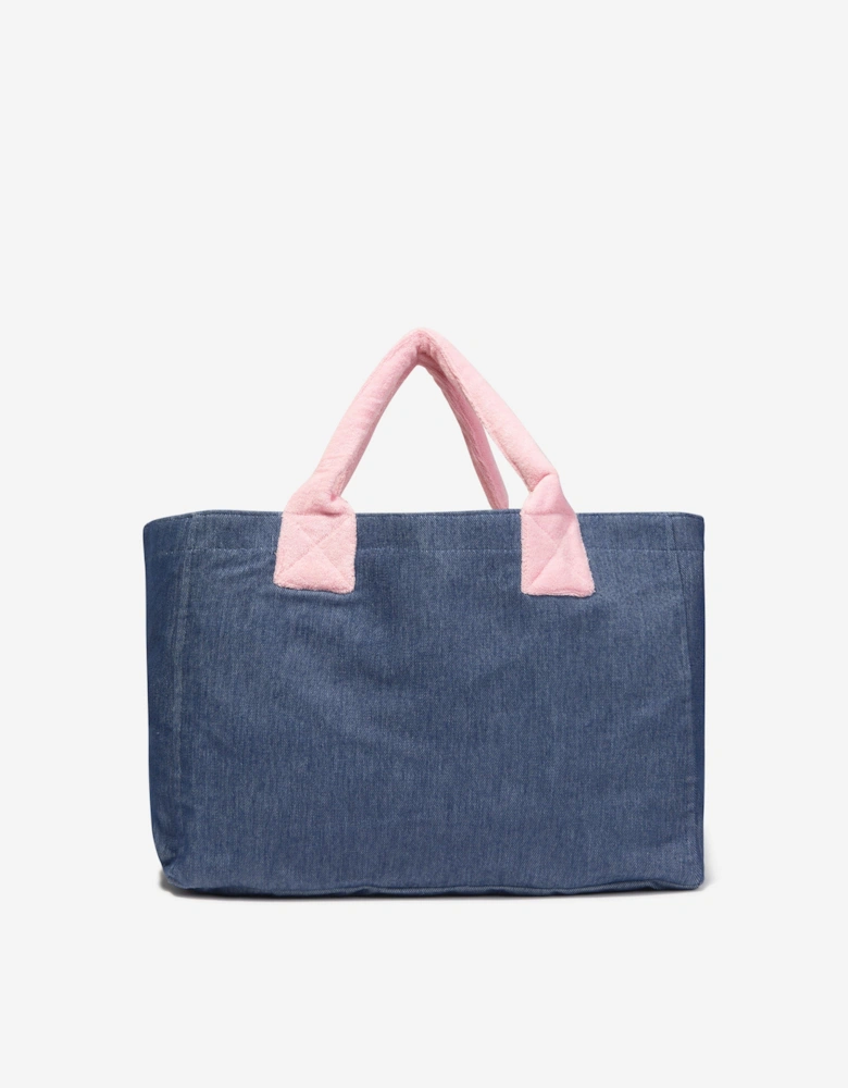 Girls Denim Look Tote Bag in Blue