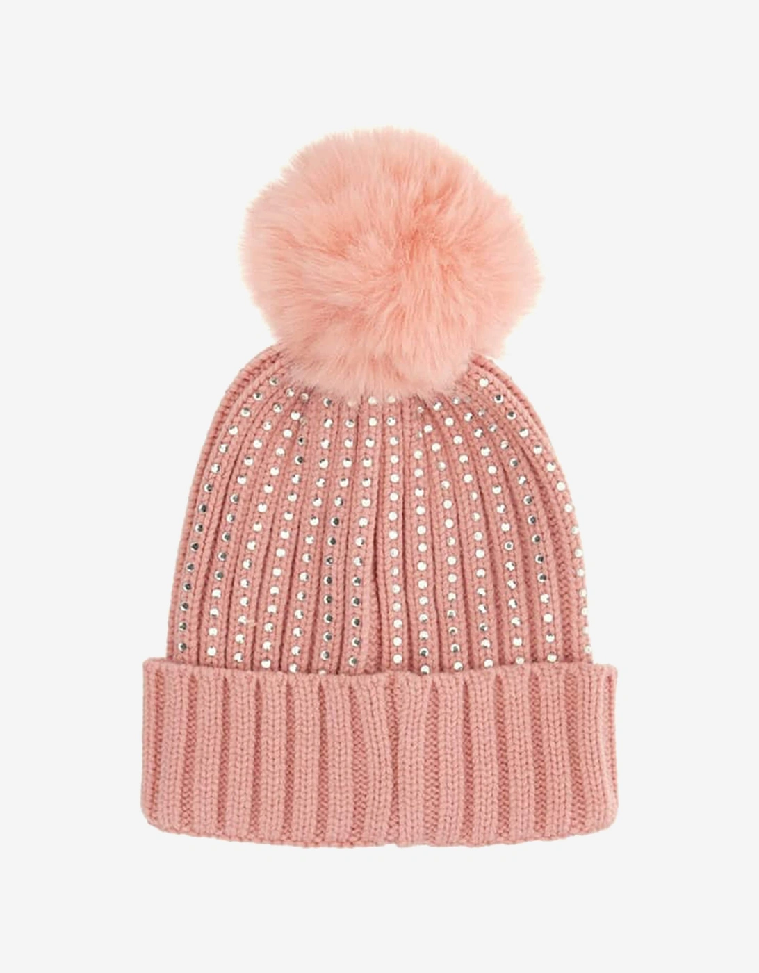 Girls Knitted Pom Pom Hat in Pink