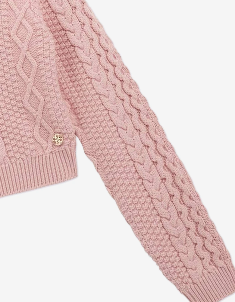 Girls Cropped Knitted Jumper in Pink