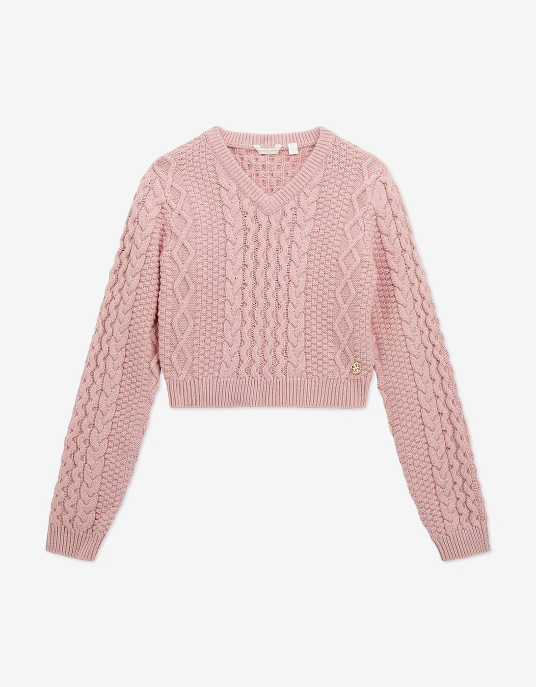 Girls Cropped Knitted Jumper in Pink, 5 of 4