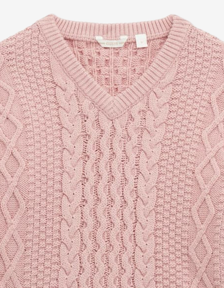 Girls Cropped Knitted Jumper in Pink