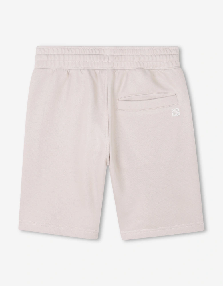 Boys Embroidered Logo Shorts in Beige