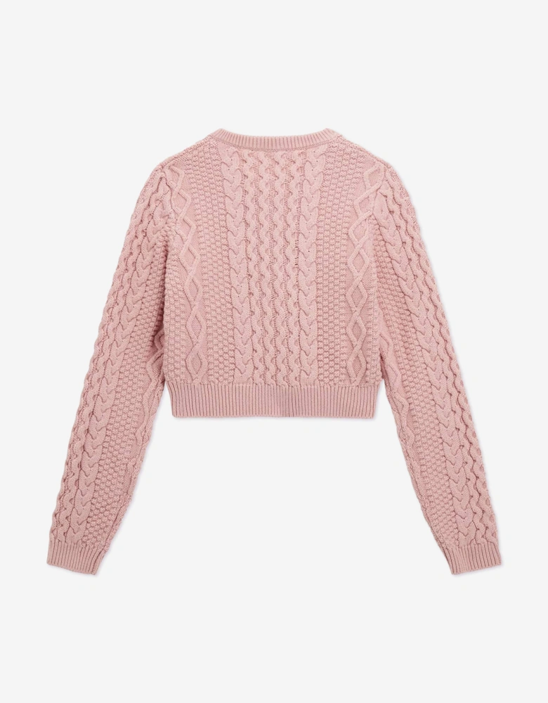 Girls Cropped Knitted Jumper in Pink