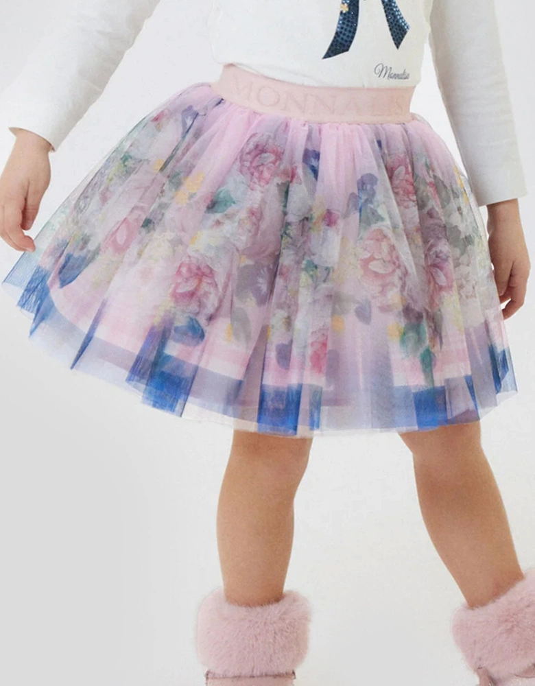 Girls Baroque Floral Skirt in Multicolour