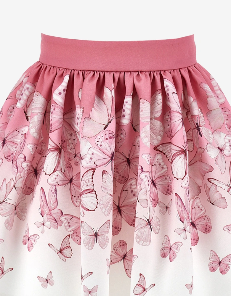 Girls Butterfly Print Skirt in Pink
