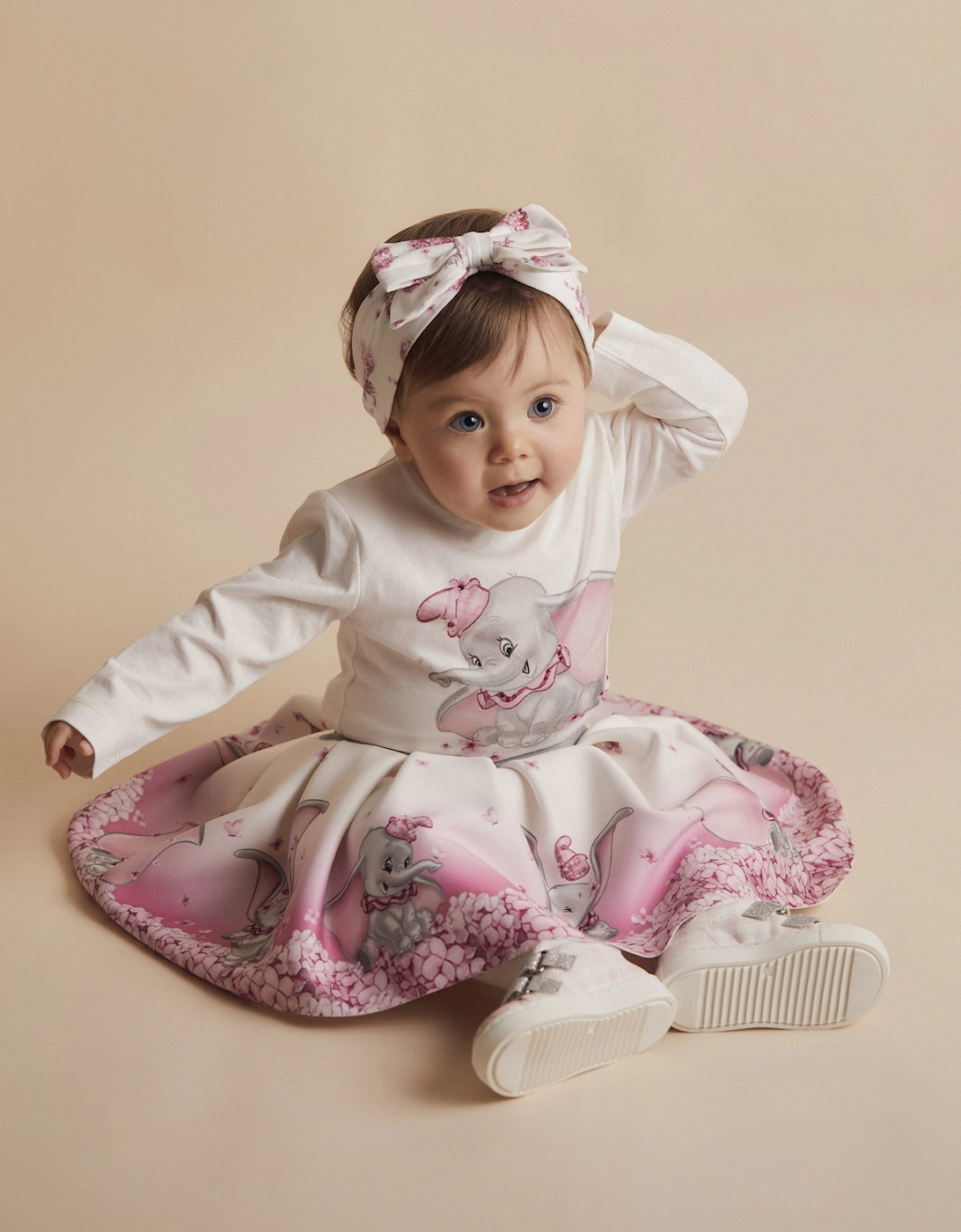 Baby Girls Long Sleeve Dumbo T-Shirt in Ivory