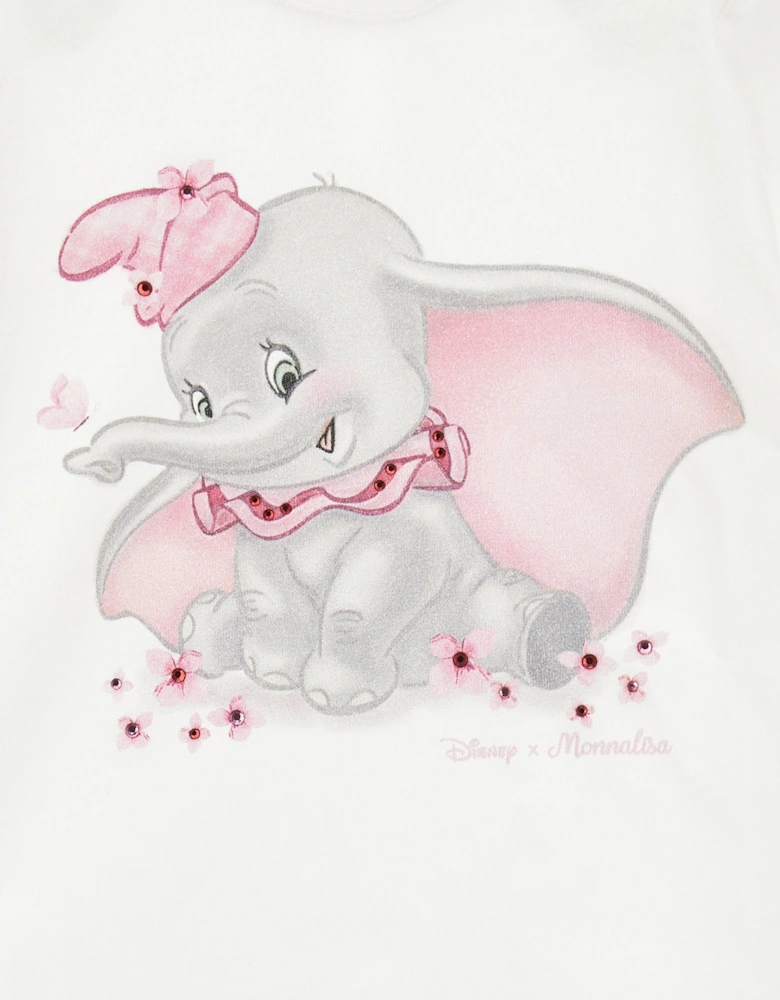 Baby Girls Long Sleeve Dumbo T-Shirt in Ivory