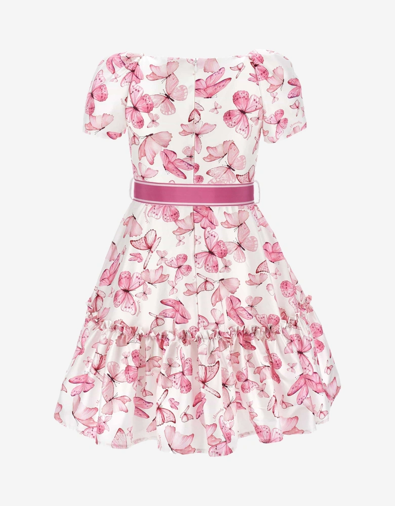 Girls Butterfly Print Dress in Pink