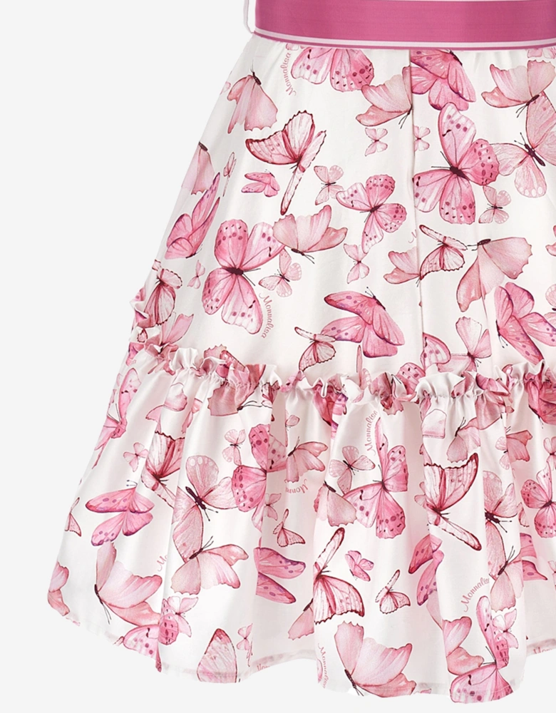Girls Butterfly Print Dress in Pink