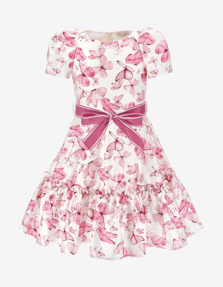Girls Butterfly Print Dress in Pink