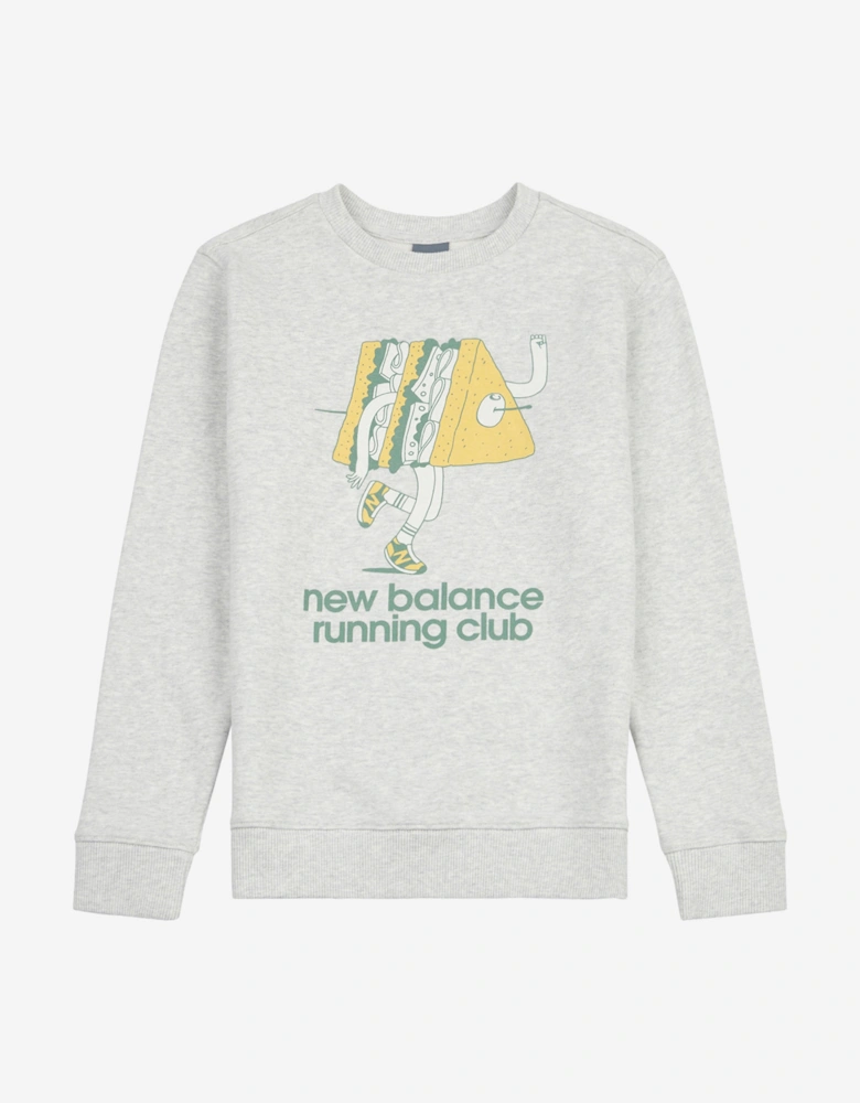 Boys Running Club Cartoon Graphic Sweatshirt in Grey
