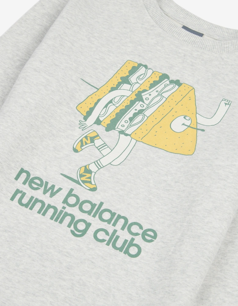 Boys Running Club Cartoon Graphic Sweatshirt in Grey