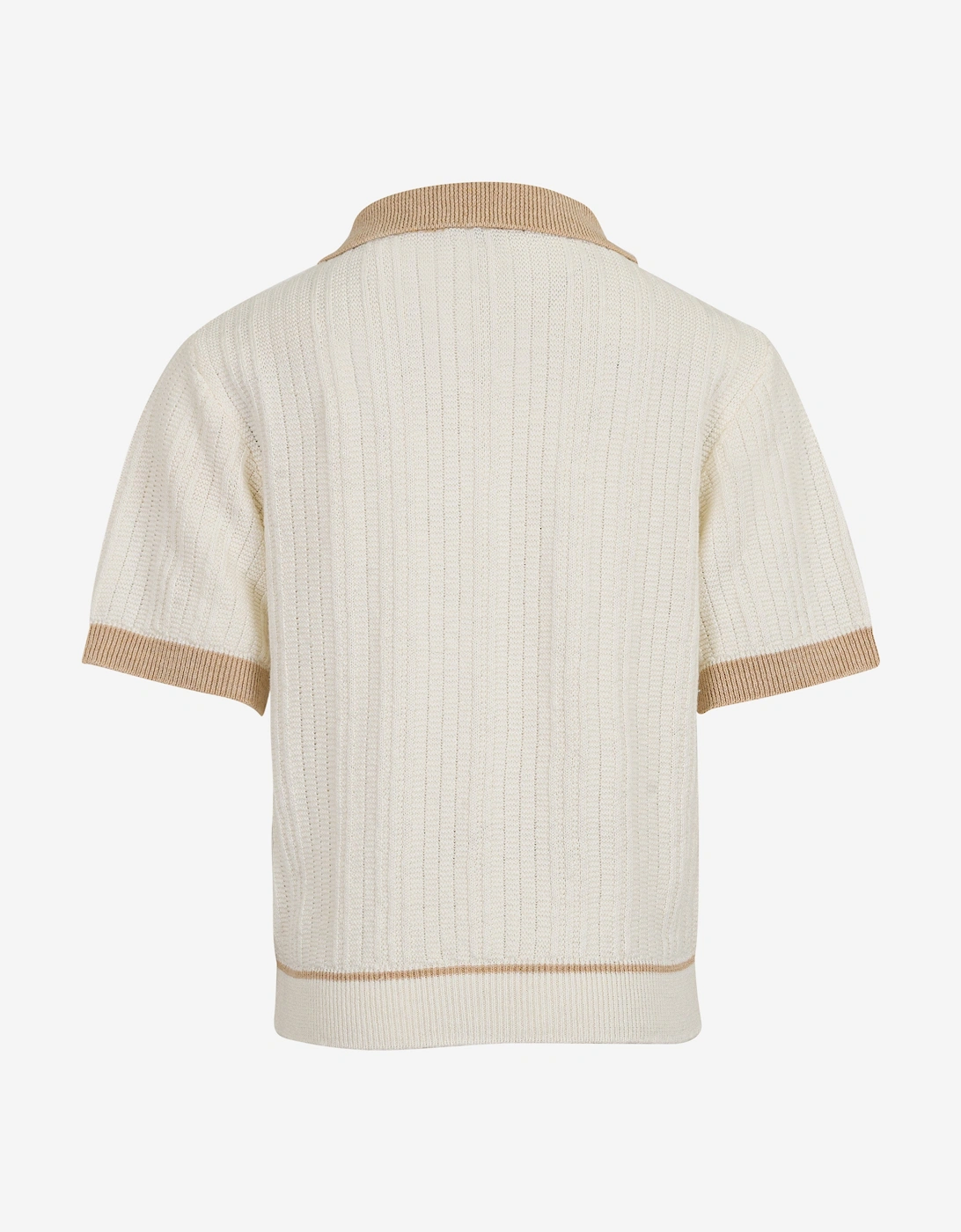 Boys Linen Knitted Polo Shirt in Ivory