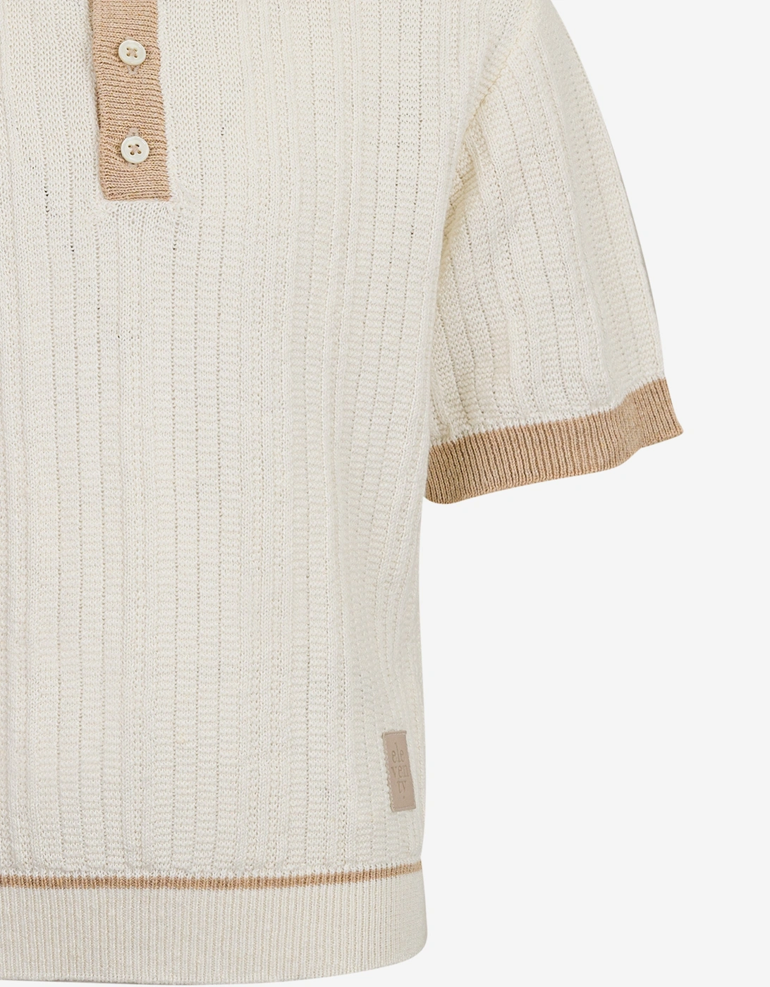 Boys Linen Knitted Polo Shirt in Ivory