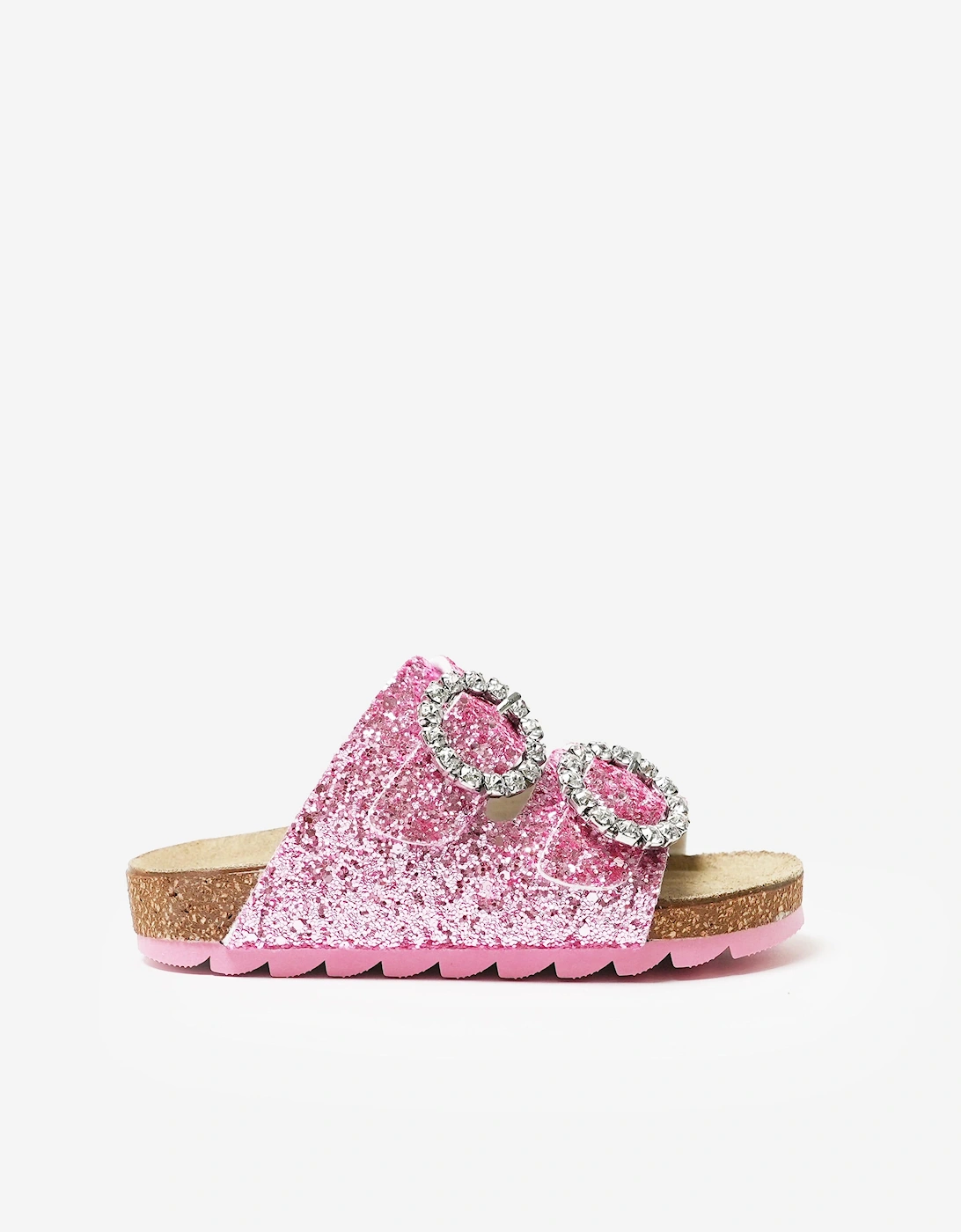 Girls Jewel Buckle Glitter Sandals in Pink, 6 of 5