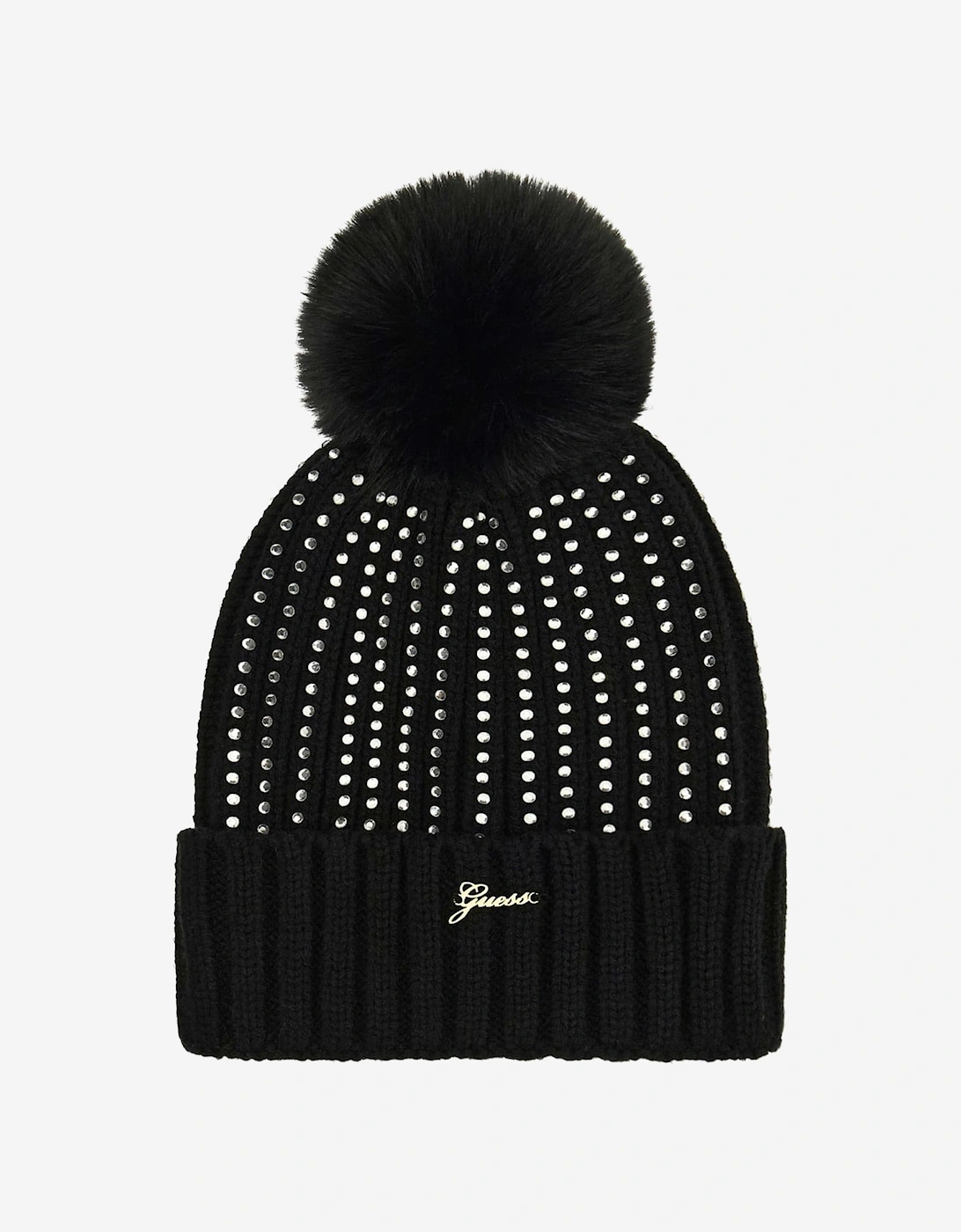 Girls Knitted Pom Pom Hat in Black, 5 of 4