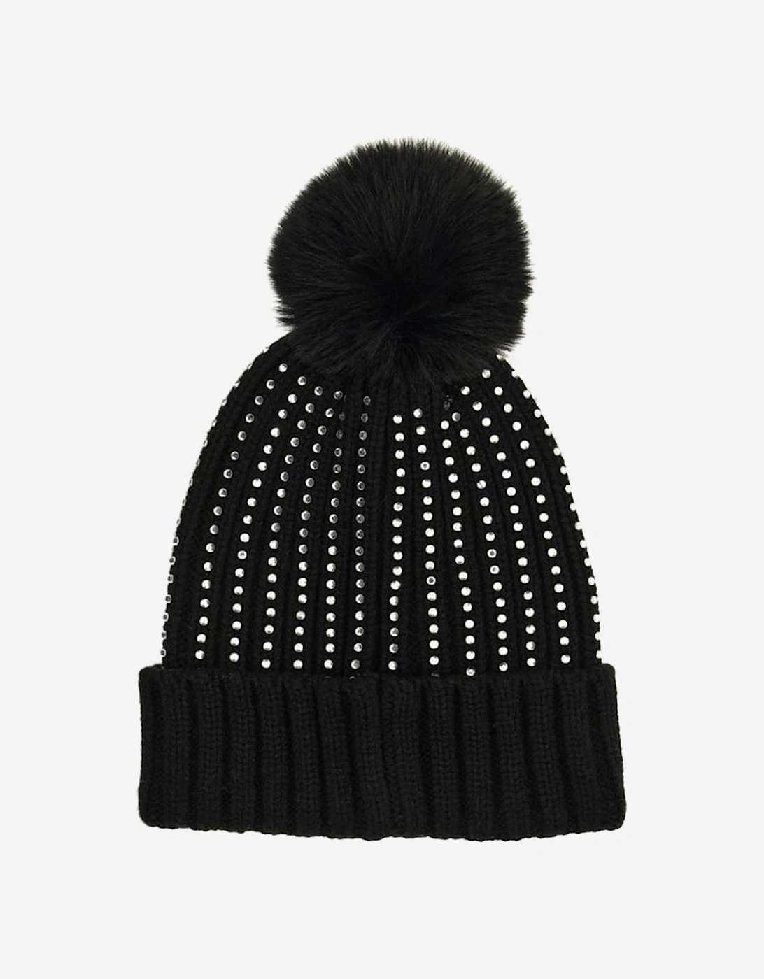 Girls Knitted Pom Pom Hat in Black