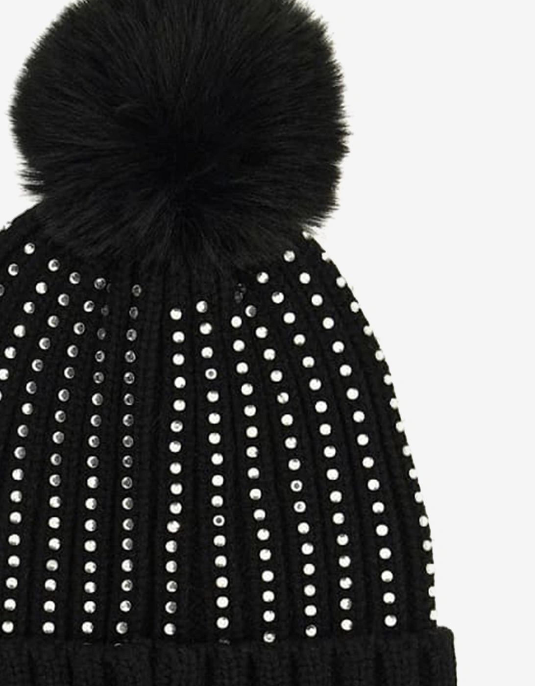 Girls Knitted Pom Pom Hat in Black