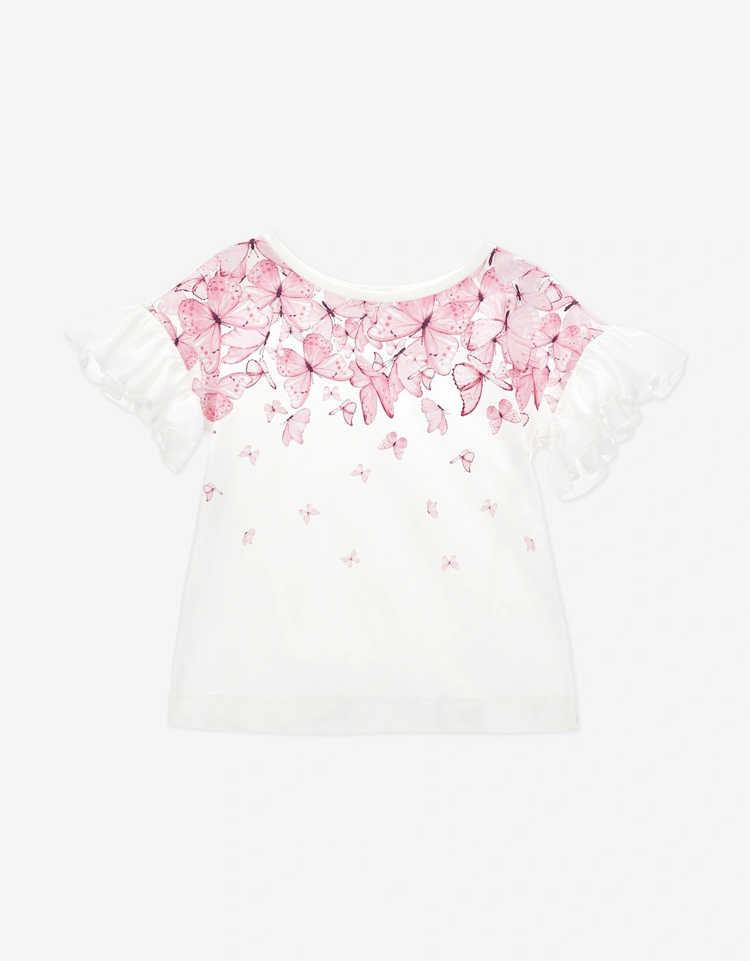 Girls Butterfly Print T-Shirt in Ivory, 5 of 4