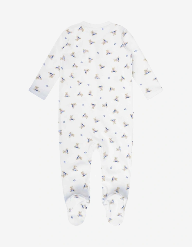 Baby Boys Bear Babygrow in White