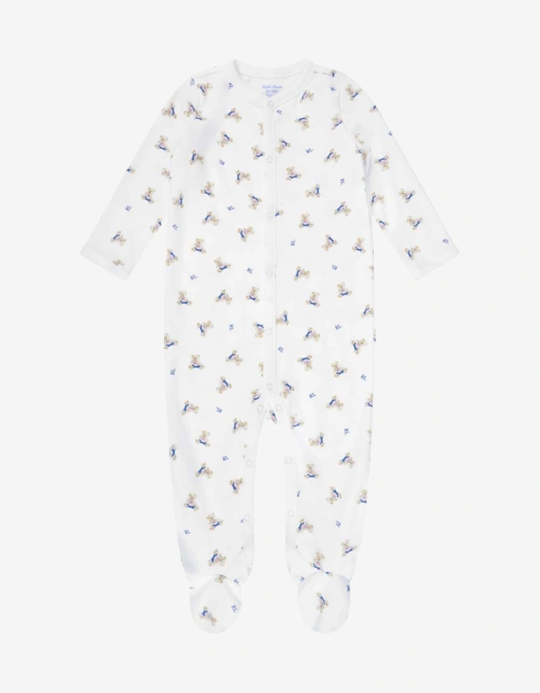 Baby Boys Bear Babygrow in White