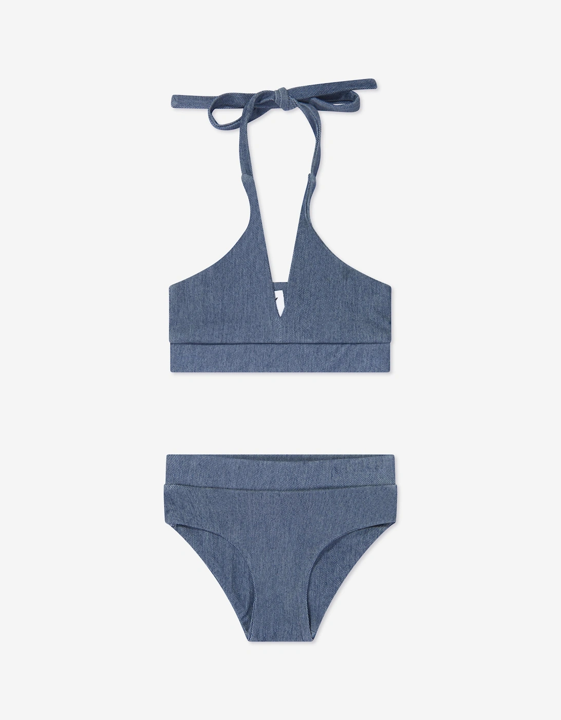 Girls Denim Look Halterneck Bikini in Blue, 6 of 5