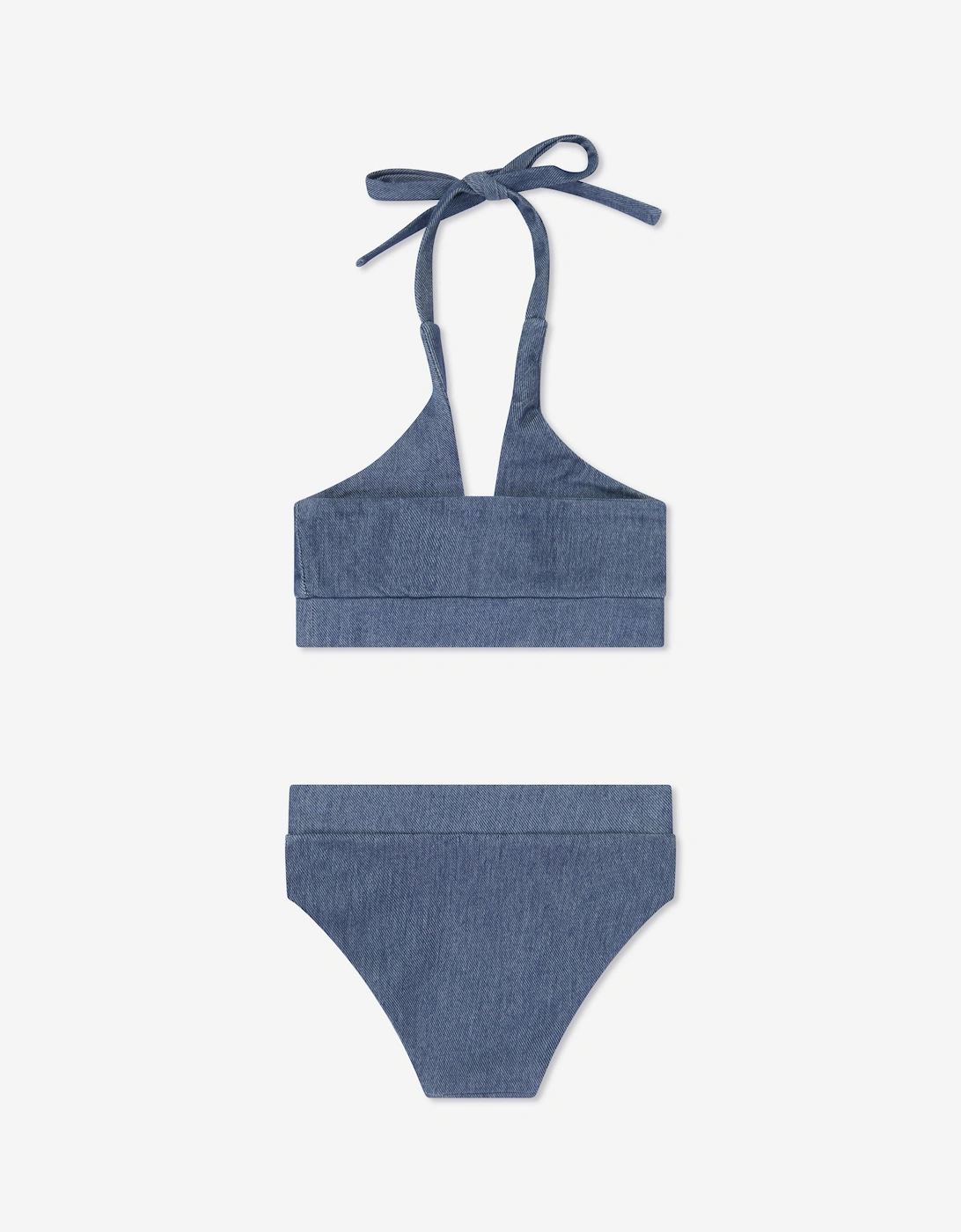 Girls Denim Look Halterneck Bikini in Blue