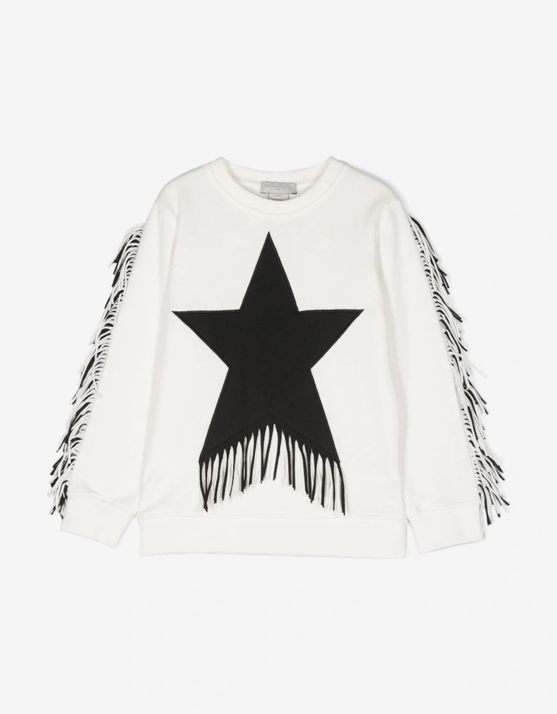 Girls Tassel Star Sweatshirt in Ivory