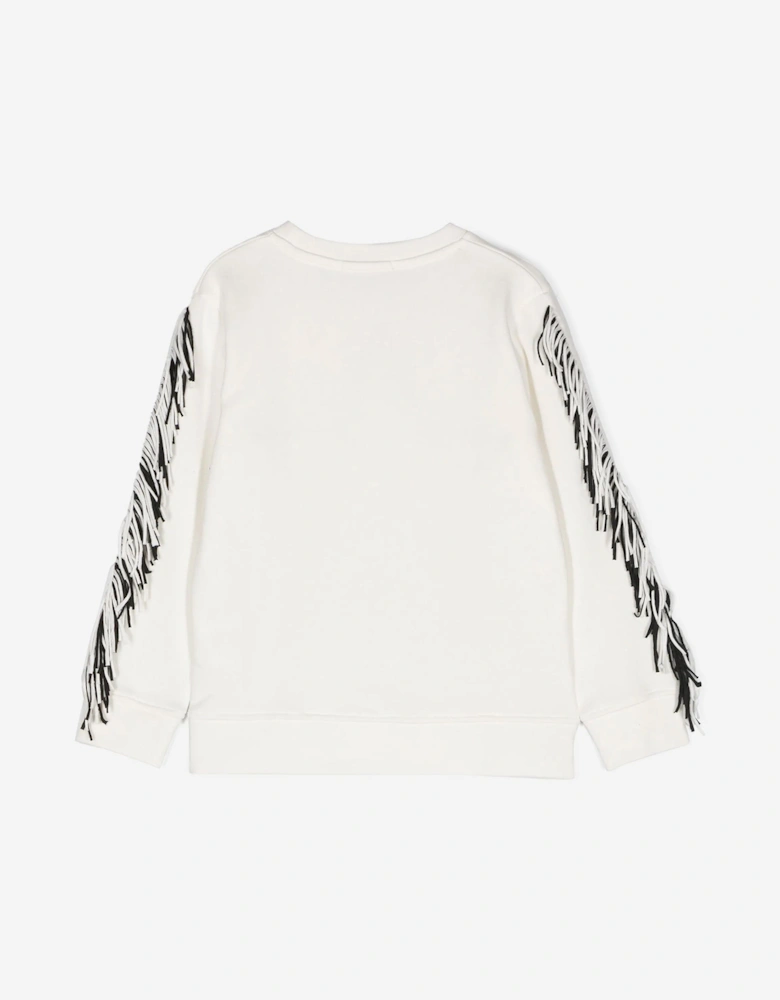 Girls Tassel Star Sweatshirt in Ivory