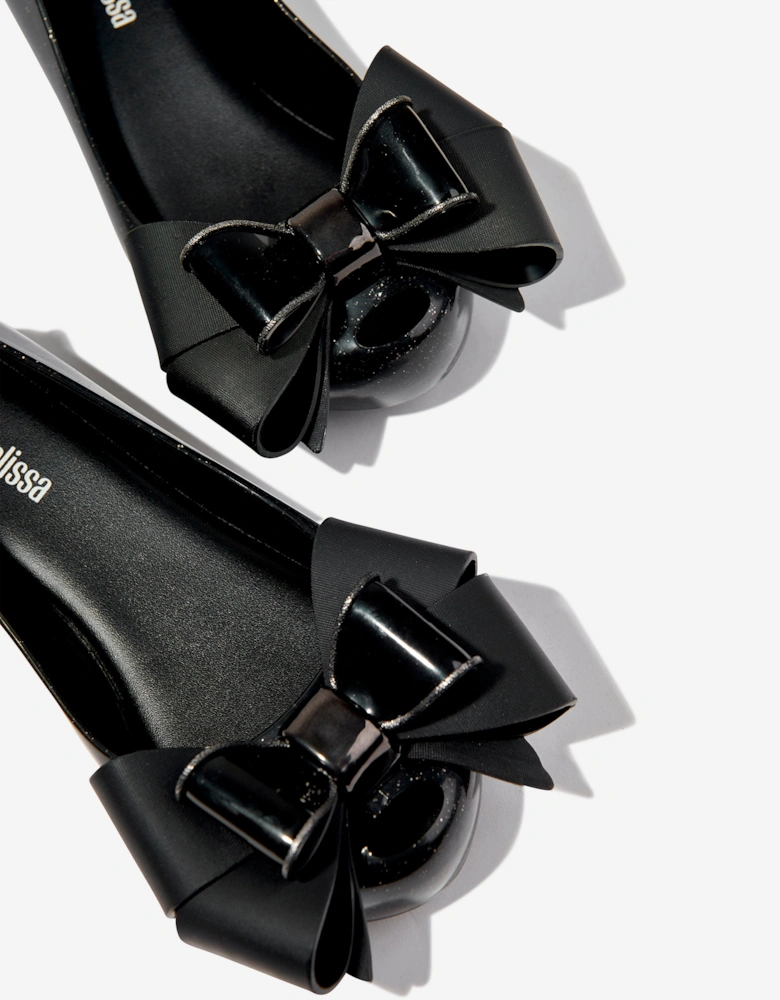 Girls Mini Ultragirl Fab Bow Ballerinas in Black