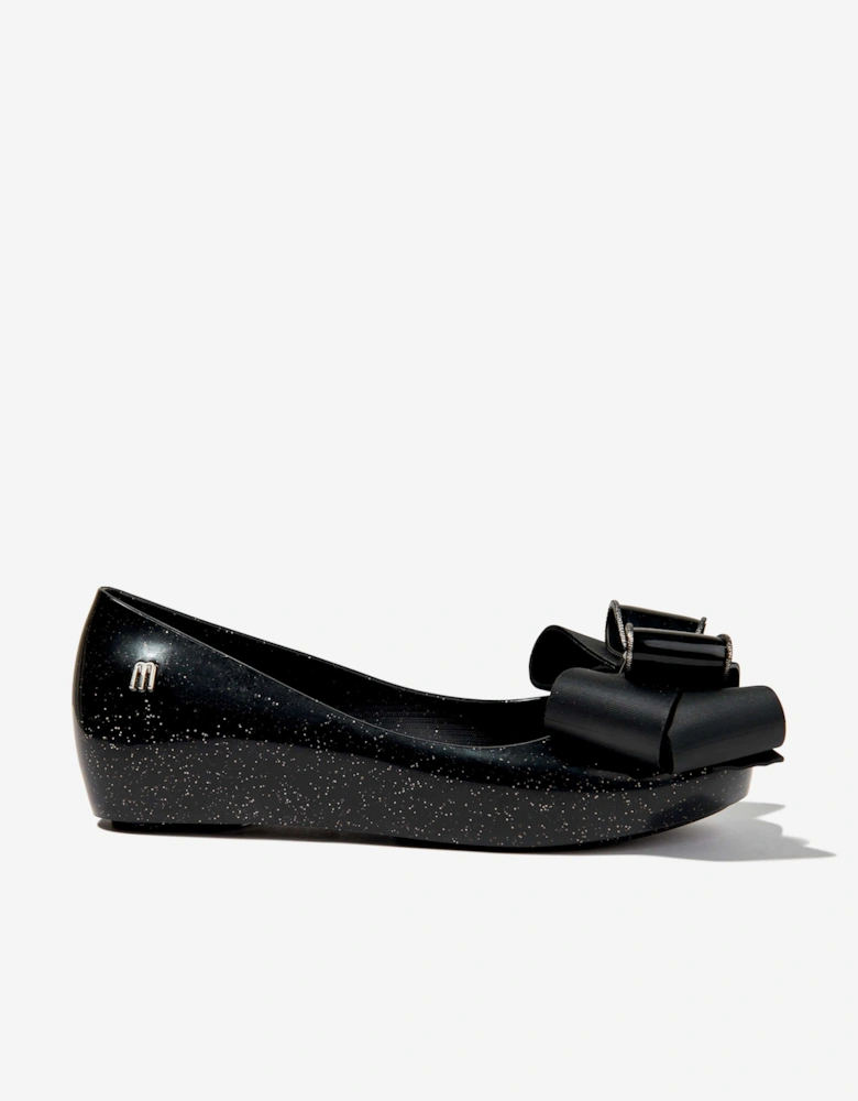 Girls Mini Ultragirl Fab Bow Ballerinas in Black