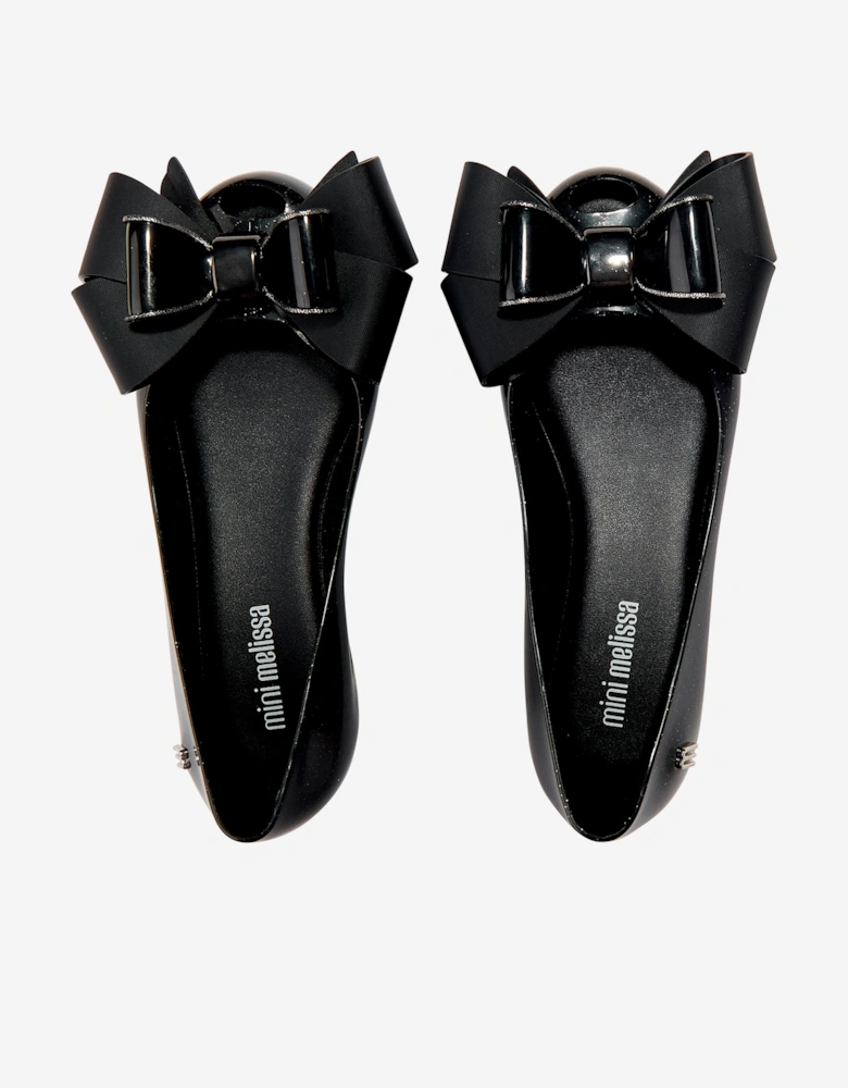 Girls Mini Ultragirl Fab Bow Ballerinas in Black